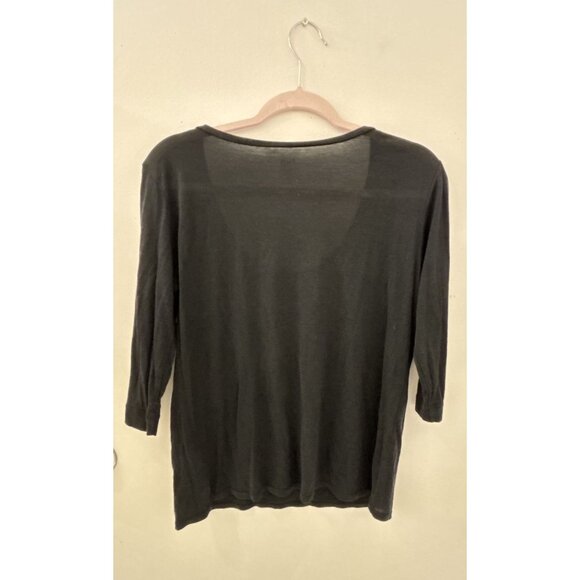Eileen Fisher Women's Silk Cotton Blend Half Sleeve Black Top Size XS casual - Picture 2 of 3